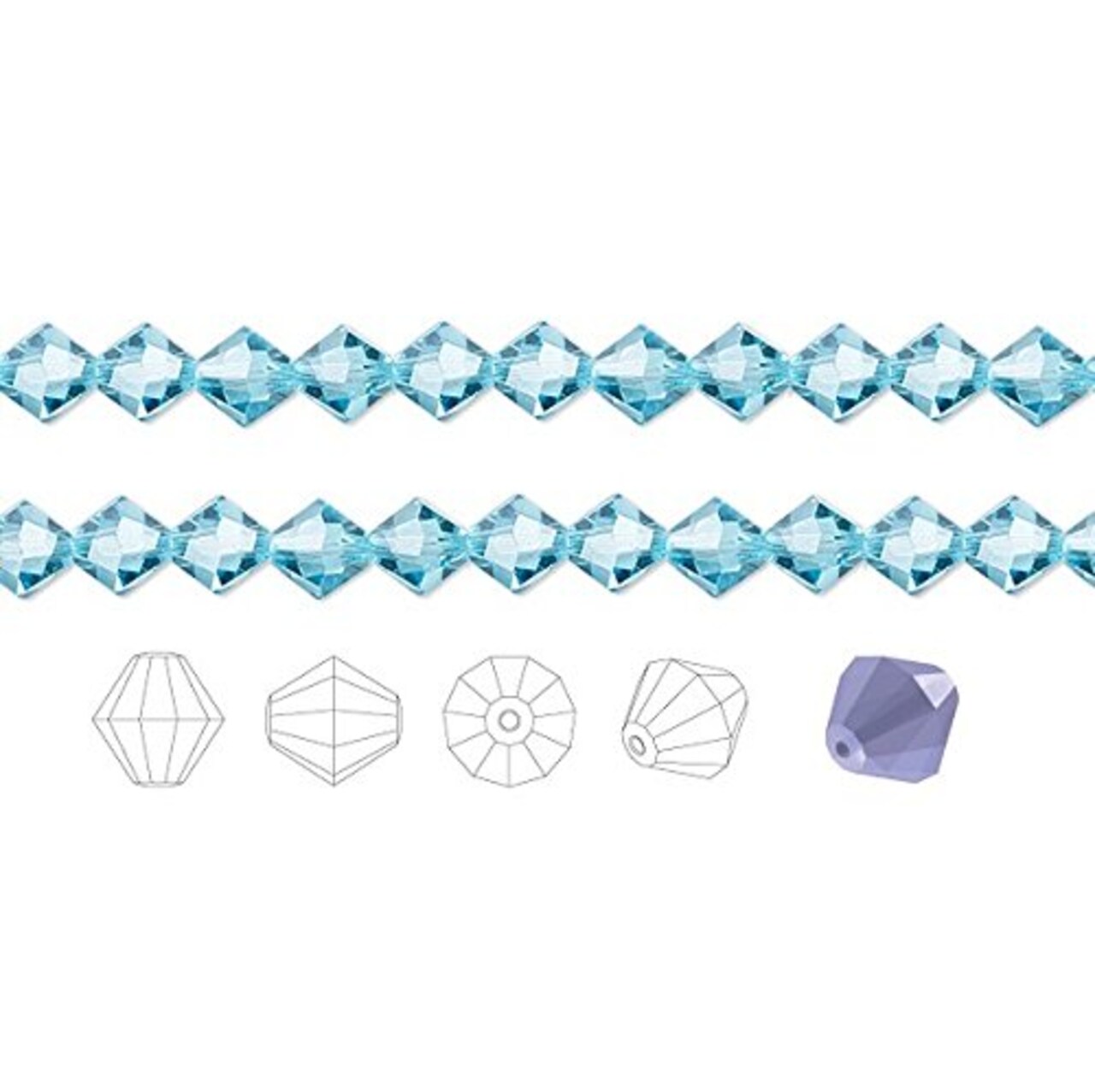 Preciosa Czech Crystal Beads Aquamarine Faceted Bicone 4mm Package of 144
